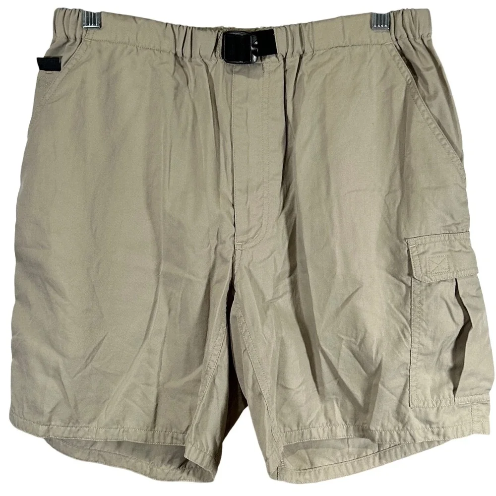 The North Face Mens Khaki Nylon Cargo Hiking Shorts Tan Size M Built In Belt